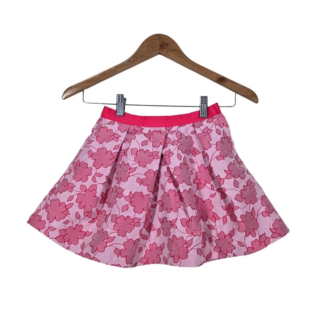 Janie and Jack Floral Skirt Girls sz 4 Pink Adjustable Waist Lined